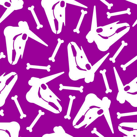 Unicorn skull pattern seamless. Magic horse with horn cranium background. vector textureのイラスト素材