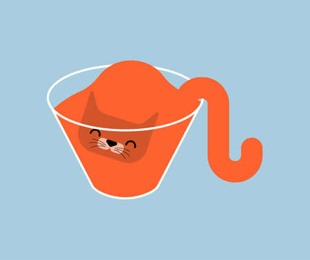 Cat inside jar isolated. kitten inside transparent glass pot.のイラスト素材