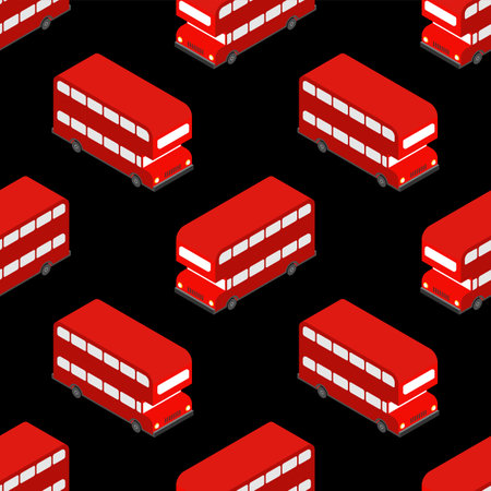 London Red double decker bus pattern seamless. UK Landmark bus background. vector textureのイラスト素材