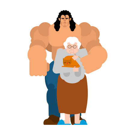 old woman and young lover. grand mother and young woman. Older Woman-Young Manのイラスト素材