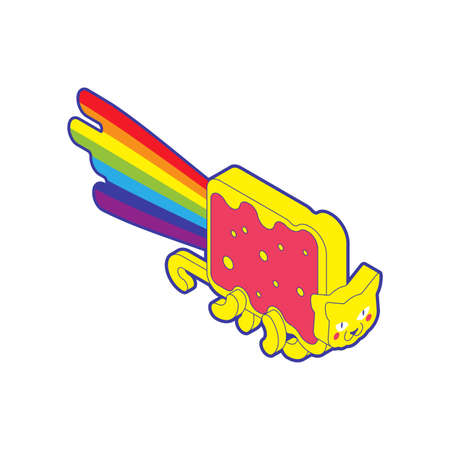 Rainbow cat sandwich isolated. pet Vector illustrationのイラスト素材