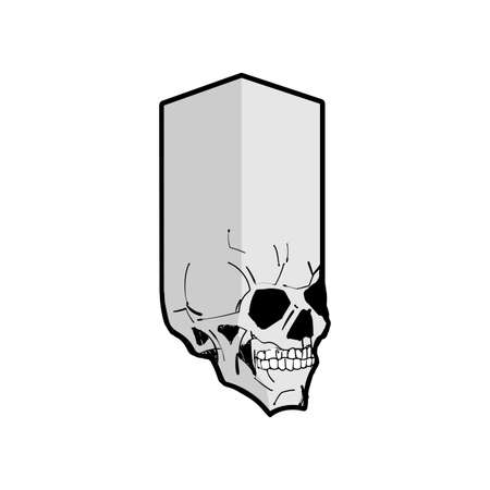 Cube skull isolated. Square skull Vector illustrationのイラスト素材