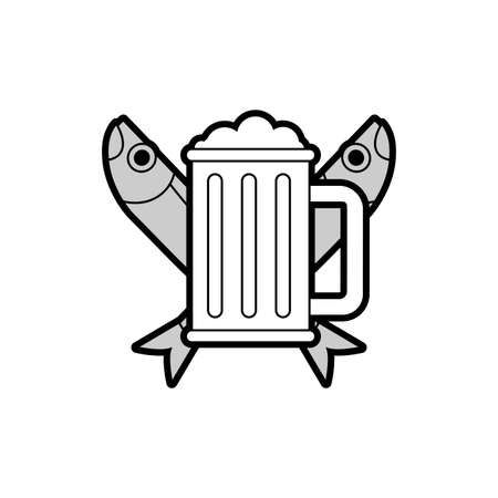 Beer and dry fish sign for alehouse.のイラスト素材