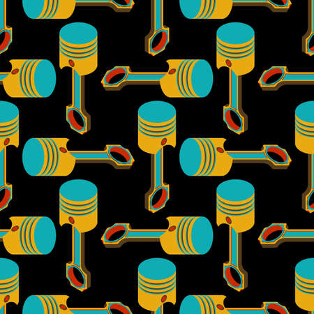 Engine piston pattern seamless. motorcycle pistons background. car workshop textureのイラスト素材