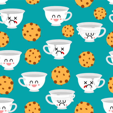 Cookie and cup coffee pattern seamless. vector background