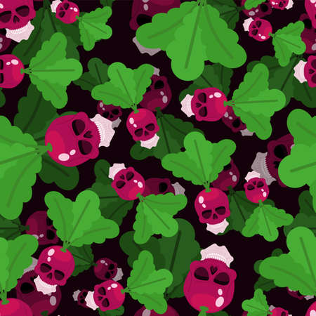 Scull Radish pattern seamless. skeleton head vegetable garden plant backgroundのイラスト素材