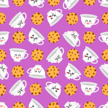 Cookie and cup coffee pattern seamless. vector background