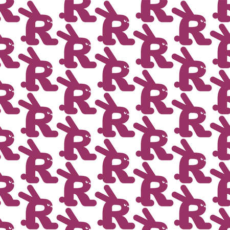 Rabbit sign lettering letter R pattern seamless. vector backgroundのイラスト素材