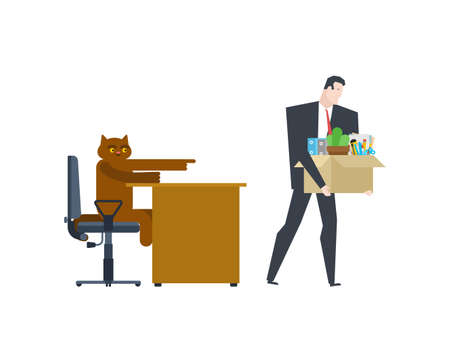 The cat fire man. Pet Boss Dismiss Manのイラスト素材