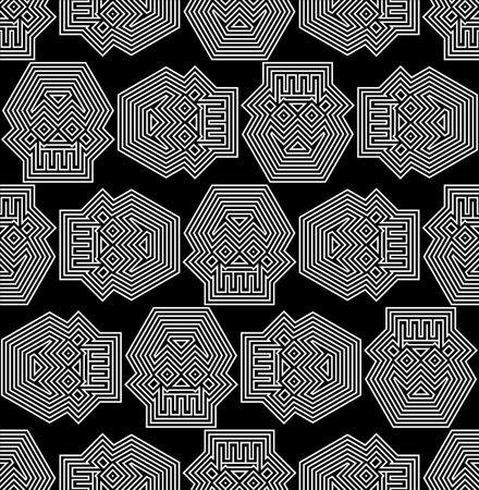 Geometric skull pattern seamless. Abstract skeleton head background. vector textureのイラスト素材