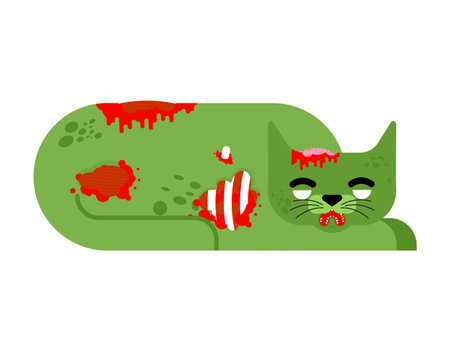 Zombie cat isolated. Zombie pet. vector illustrationのイラスト素材