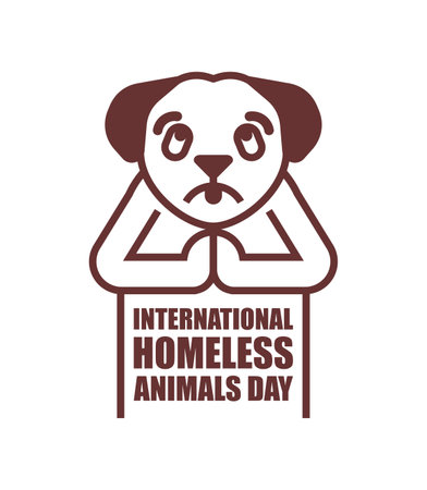 International homeless animals day. Sad dog prayers. I need home. Concept illustration for an animal shelter.のイラスト素材