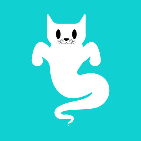 Ghost cat isolated. pet spook cartoon. vector illustrationのイラスト素材