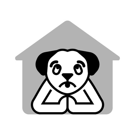 Sad Dog is praying. The dog asks and folded its paws in prayer.のイラスト素材