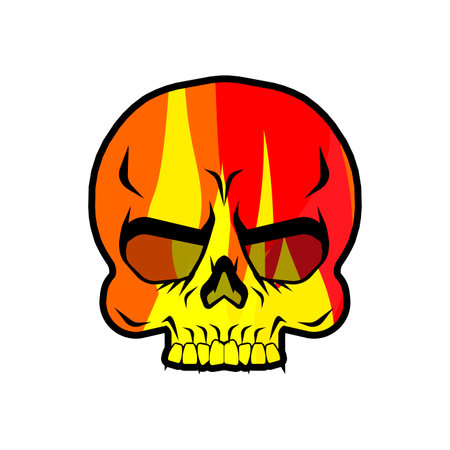 fire skull. Skeleton head on fire. vector illustrationのイラスト素材