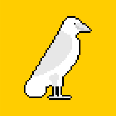 white crow pixel art. 8 bit white raven is a foreign concept, not ours.のイラスト素材