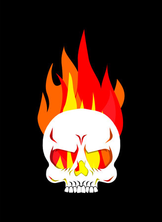 fire skull. Skeleton head on fire. vector illustrationのイラスト素材