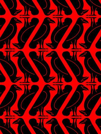 Black Raven Pattern seamless. Black crow Background. symbol of deathのイラスト素材