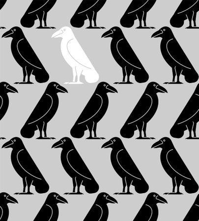 White crow among black crows Pattern seamless. ravens backgroundのイラスト素材