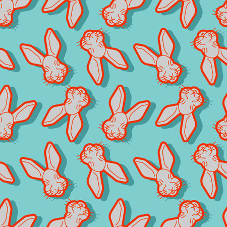 Hare face pattern seamless. rabbit muzzle Background. baby fabric decorationのイラスト素材