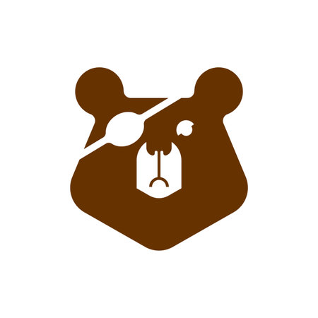 Bear with an eye patch. One-eyed predator. crippled grizzlyのイラスト素材