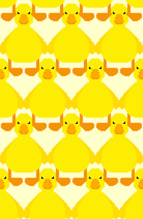 Duckling Pixel art Pattern seamless. little duck 8 bit Background. pixelated vector textureのイラスト素材