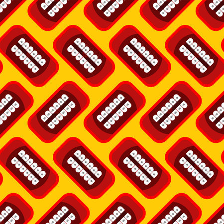 Mouth with braces Pattern seamless. correction of occlusion and crooked teeth. vector backgroundのイラスト素材