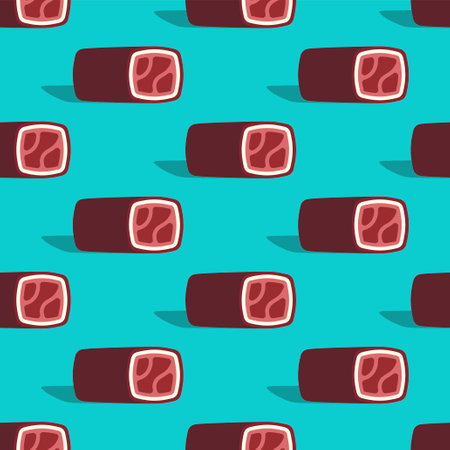 Jerky dry-cured sausage Pattern seamless . sujuk meat delicacy backgroundのイラスト素材