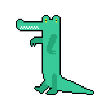 Crocodile Pixel art. 8bit croc. pixelated alligator Vector illustrationのイラスト素材