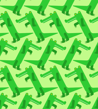 Crocodile Cartoon Pattern seamless. croc background. alligator texture. baby fabric ornamentのイラスト素材