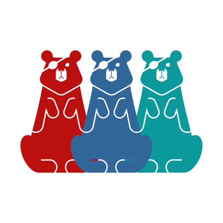 Bear with an eye patch. One-eyed predator. crippled grizzlyのイラスト素材