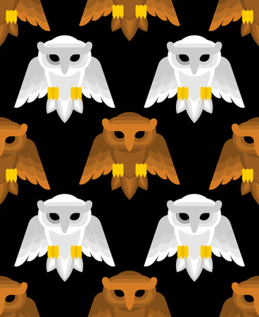 Owl pattern seamless. Eagle-ow Background. Kids fabric ornamentのイラスト素材