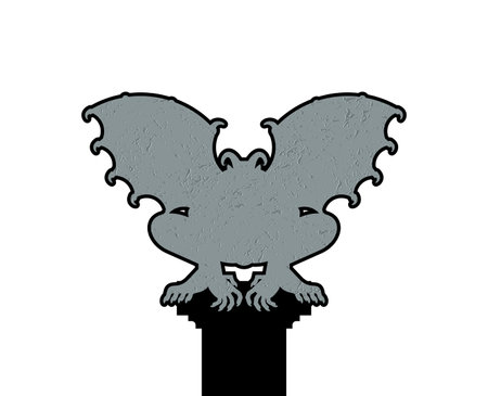 Gargoyle isolated. Stone demonic character, monster. Fantastic architectural object.のイラスト素材