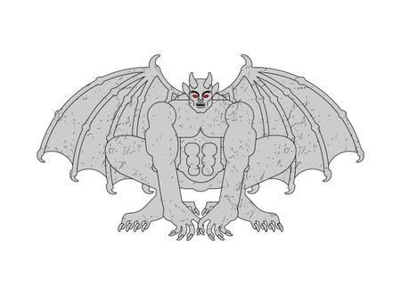 Gargoyle isolated. Stone demonic character, monster. Fantastic architectural object.のイラスト素材