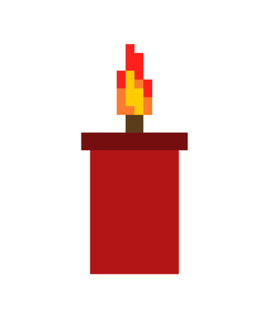 Red magic candle pixel art. 8 bit pixelated Vector illustrationのイラスト素材