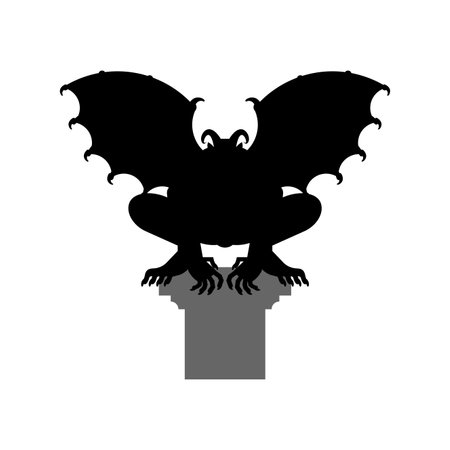 Gargoyle isolated. Stone demonic character, monster. Fantastic architectural object.のイラスト素材