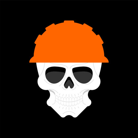 Skull in work helmet. Worker head skeleton.のイラスト素材