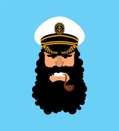 captain with pipe. sea wolf. vector illustrationのイラスト素材