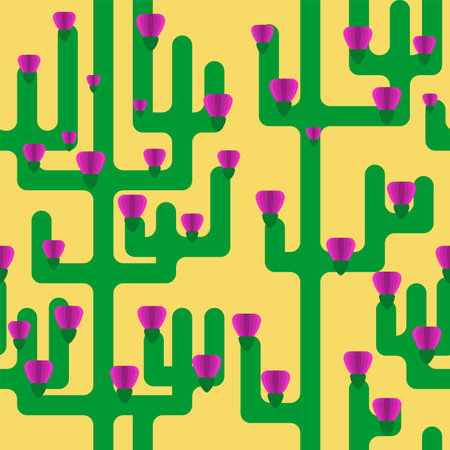 Cactus and flower pattern seamless. baby fabric texture