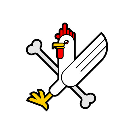 skull rooster sign. Skeleton rooster icon. vector illustrationの写真素材