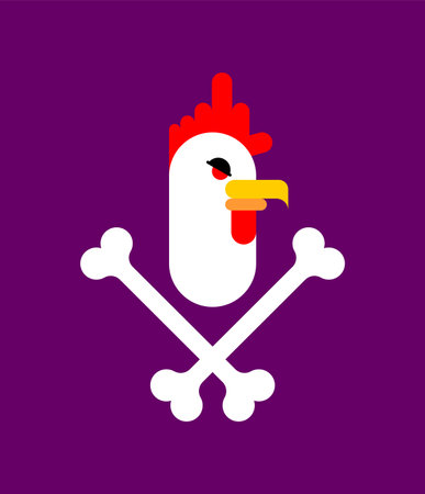 skull rooster sign. Skeleton rooster icon. vector illustrationの写真素材