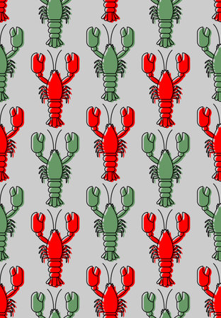 Crayfish pattern seamless. Sea animal with claws background. baby fabric textureの写真素材
