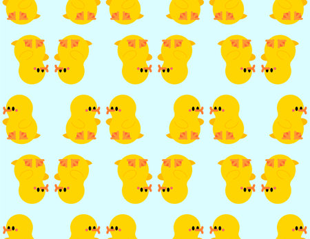 Cute love ducklings pattern seamless. darling couple of little birds background. Ornament of kids fabricのイラスト素材