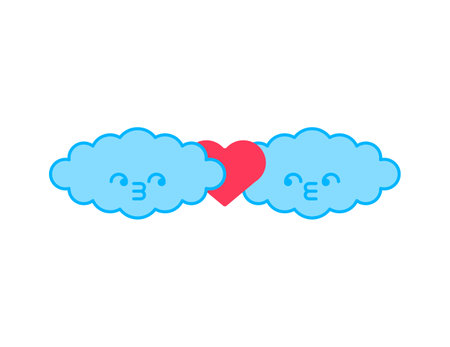 Cloud couple love. Cloud is in love. vector illustrationのイラスト素材