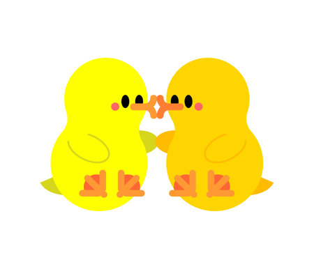 Cute love ducklings. darling couple of little birds. vector illustrationのイラスト素材