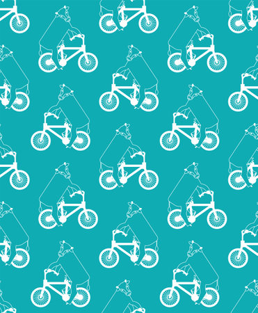 Cow on bike pattern seamless. Ornament of kids fabricのイラスト素材