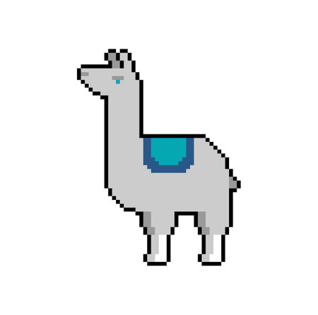 llama alpaca pixel art isolated. 8 bit Vector illustrationのイラスト素材