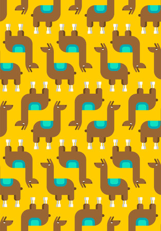 llama alpaca cartoon pattern seamless. Ornament of kids fabricのイラスト素材