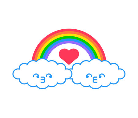 Cloud couple love. Cloud is in love. vector illustrationのイラスト素材