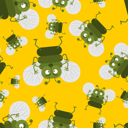 Fly cartoon pattern seamless. horsefly, gadfly backgroundのイラスト素材